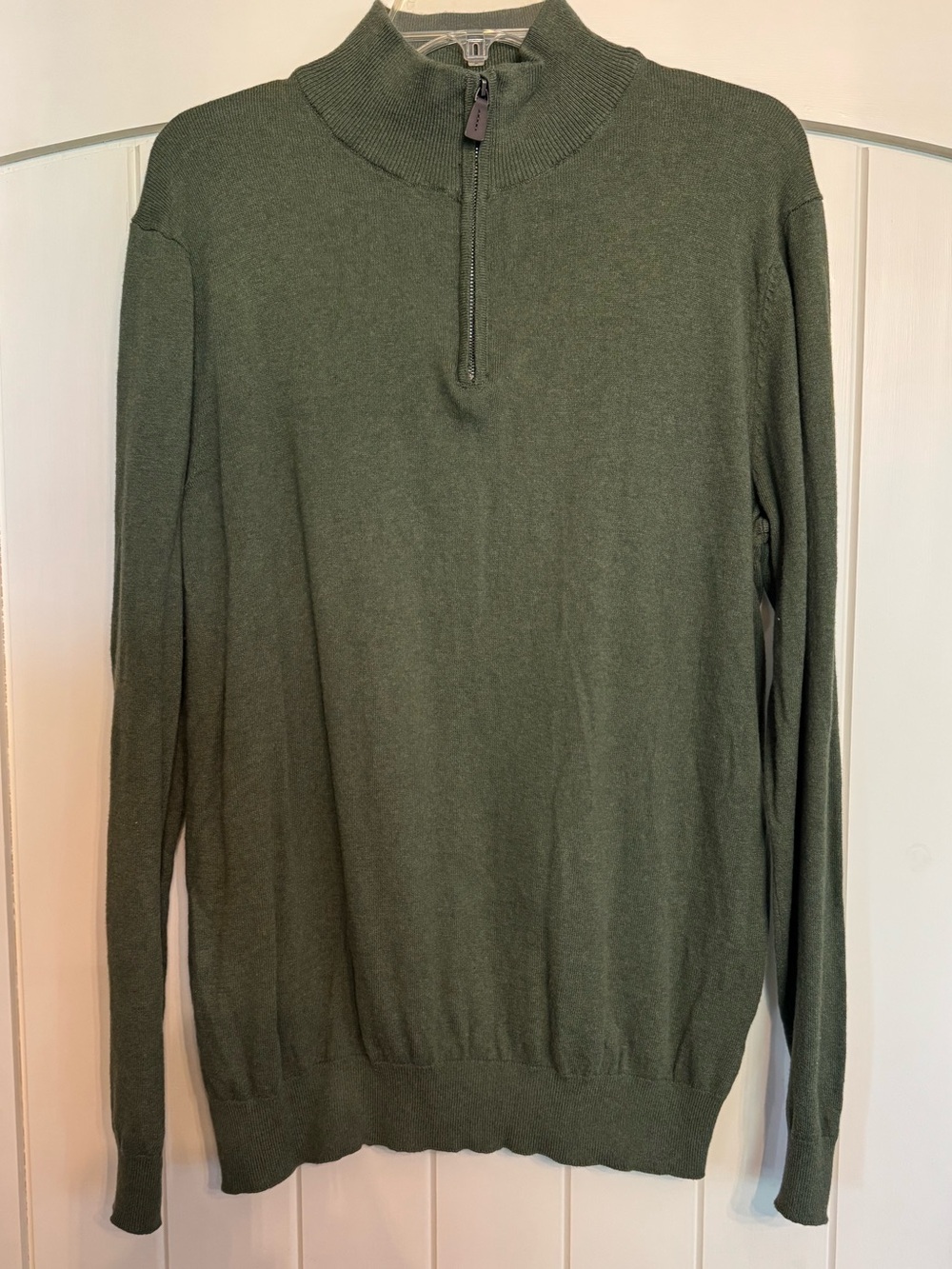 Daniel Hechter Olive Green Half-Zip Mock Neck Sweater